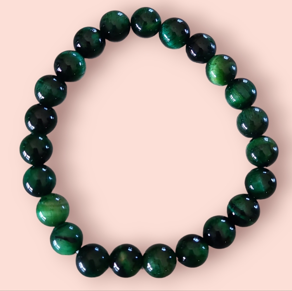 Green Tigers Eye Gemstone Bracelet Green/Black